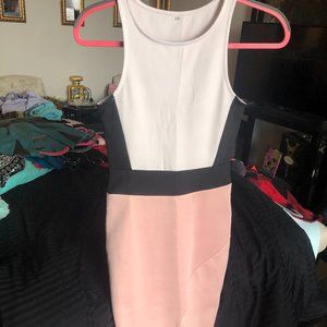 Light pink/black/white colorblock stretchy sheath